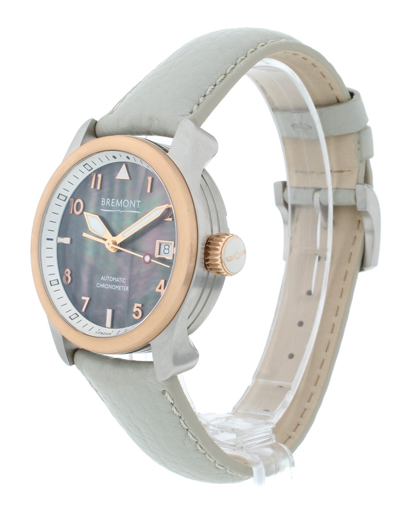 Bremont Maya 37mm Auto Steel & 18k Rose Gold MOP Dial Ladies Watch MAYA-G-R-S