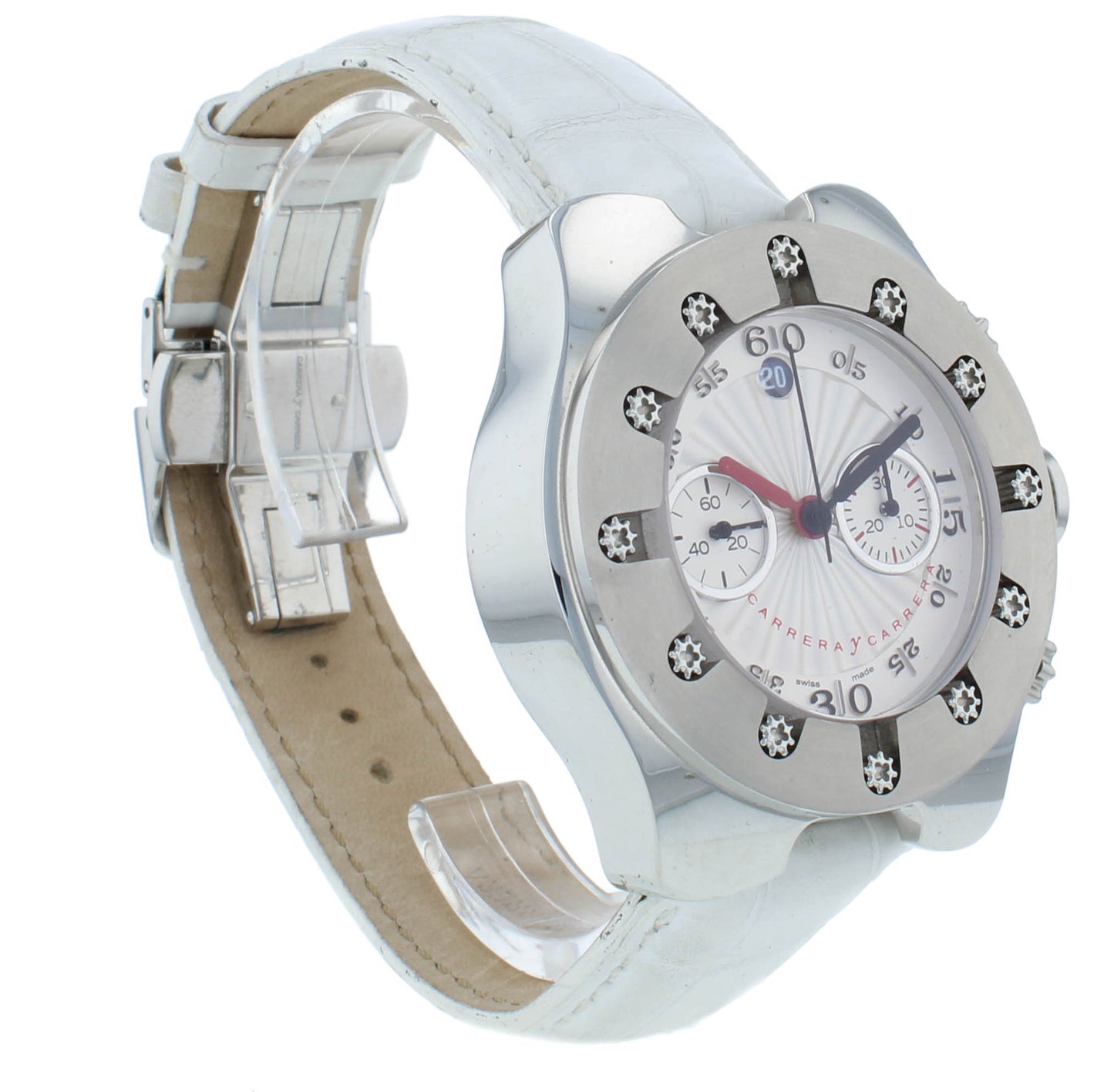 Pre-Owned Carrera Y Carrera 40mm Auto White Dial Chrono Men's Watch DC00450