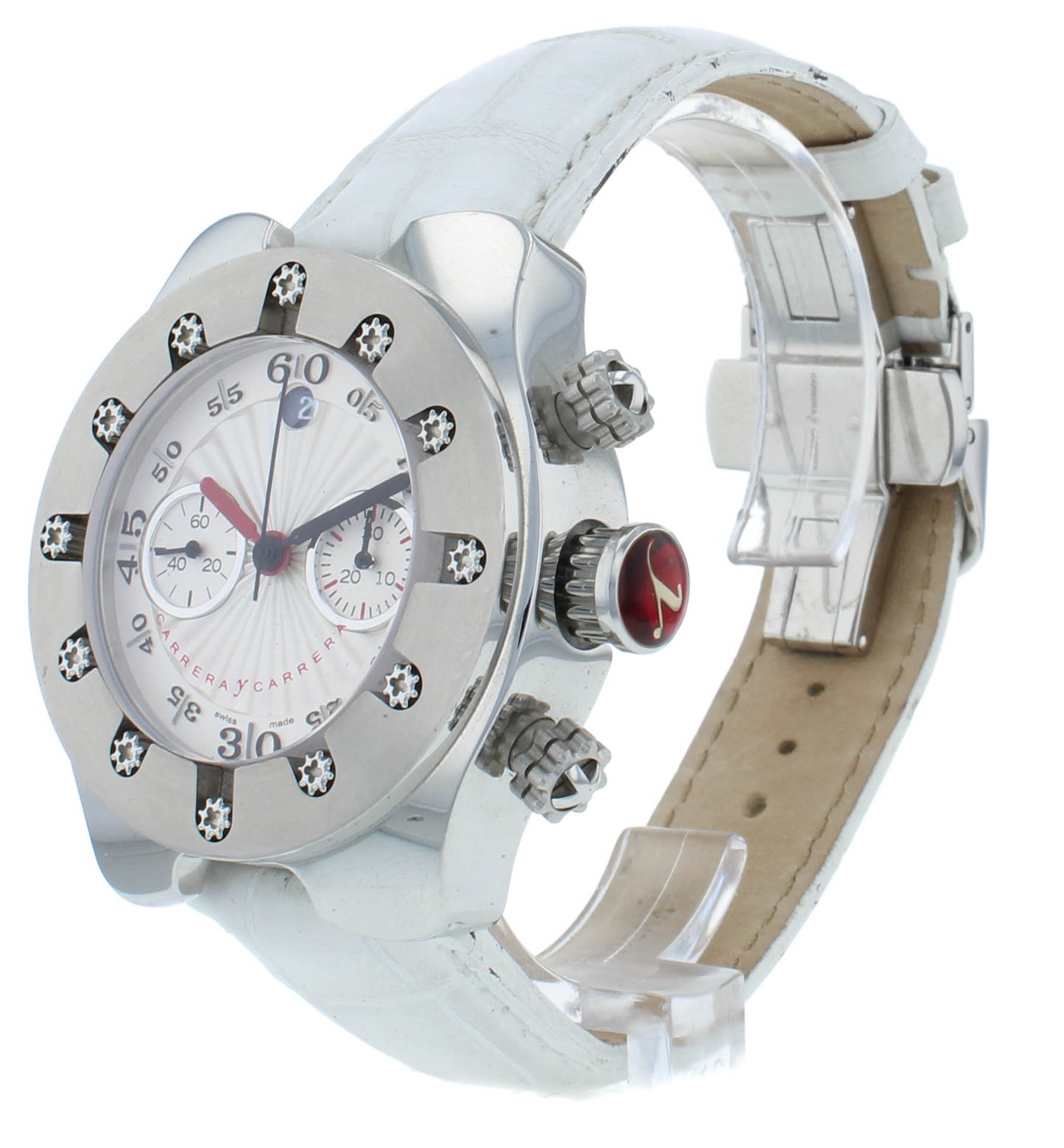 Pre-Owned Carrera Y Carrera 40mm Auto White Dial Chrono Men's Watch DC00450