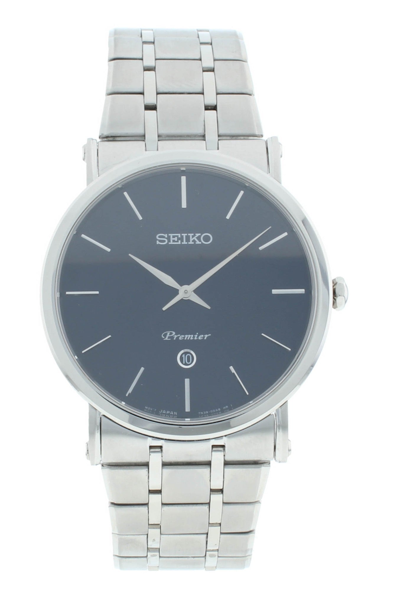 Seiko Premier 40.7mm Quartz Blue Dial Stainless Steel Men's Watch SKP399P1