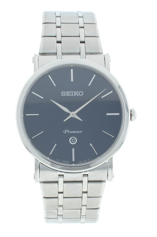 Seiko Premier 40.7mm Quartz Blue Dial Stainless Steel Men's Watch SKP399P1