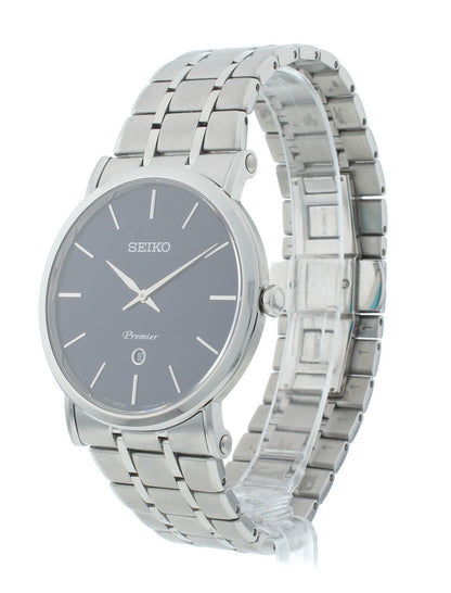 Seiko Premier 40.7mm Quartz Blue Dial Stainless Steel Men's Watch SKP399P1