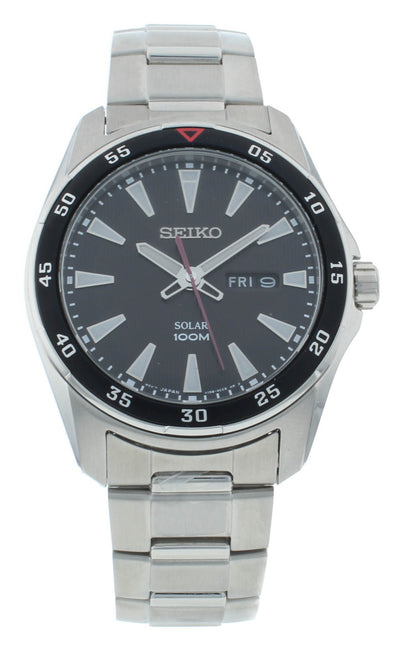 Seiko Essentials Solar Powered 43mm Black Dial Men's Watch SNE393P1