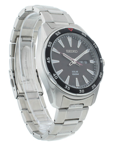 Seiko Essentials Solar Powered 43mm Black Dial Men's Watch SNE393P1