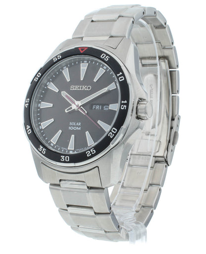 Seiko Essentials Solar Powered 43mm Black Dial Men's Watch SNE393P1