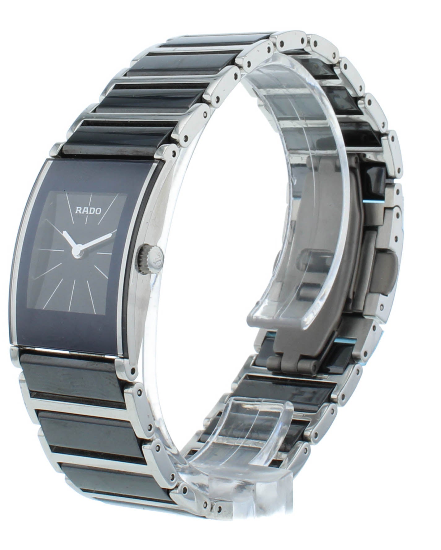 Rado Integral Black Dial 19X30mm Quartz Ceramic & Steel Ladies Watch R20786152
