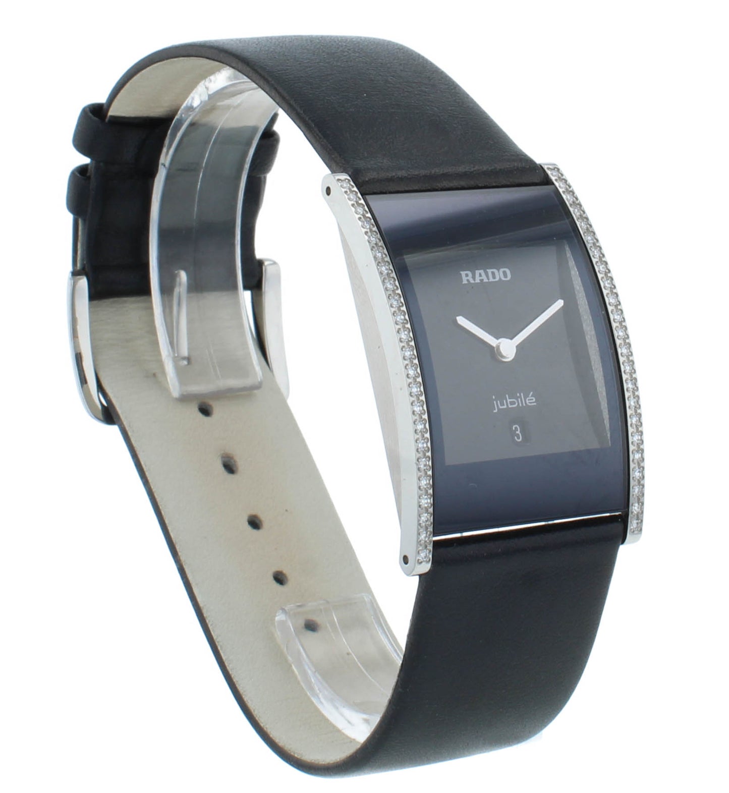 Rado Integral 24mm Ceramic Black Dial Diamond Quartz Ladies Watch R20758155
