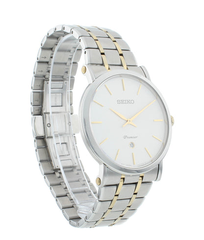 Seiko Premier 40.7mm Two-Tone Quartz Steel White Dial Men's Watch SKP400P1