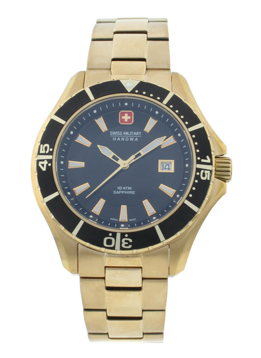 Swiss Military Hanowa Nautila 44mm Quartz Black Dial Men's Watch 6-5296.02.007