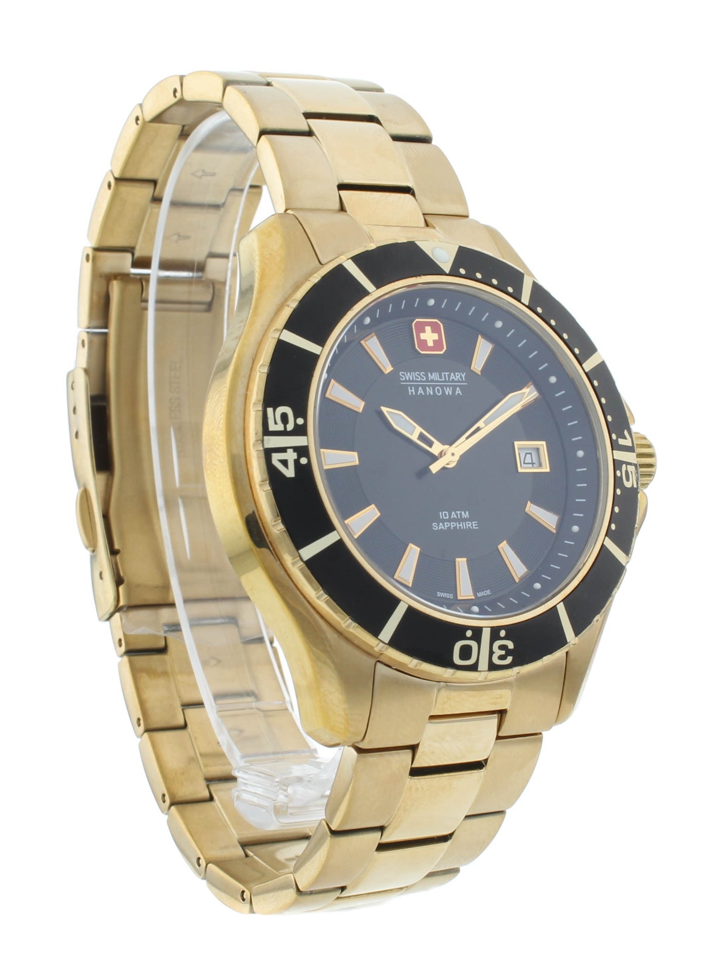 Swiss Military Hanowa Nautila 44mm Quartz Black Dial Men's Watch 6-5296.02.007