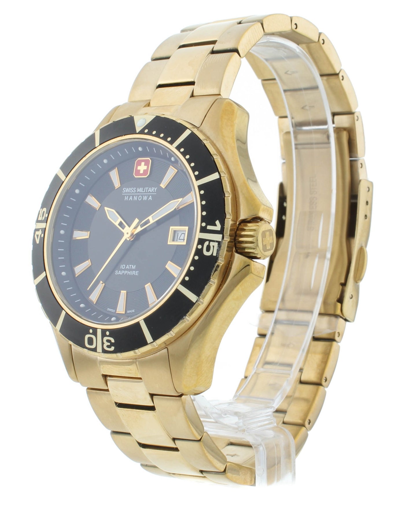Swiss Military Hanowa Nautila 44mm Quartz Black Dial Men's Watch 6-5296.02.007
