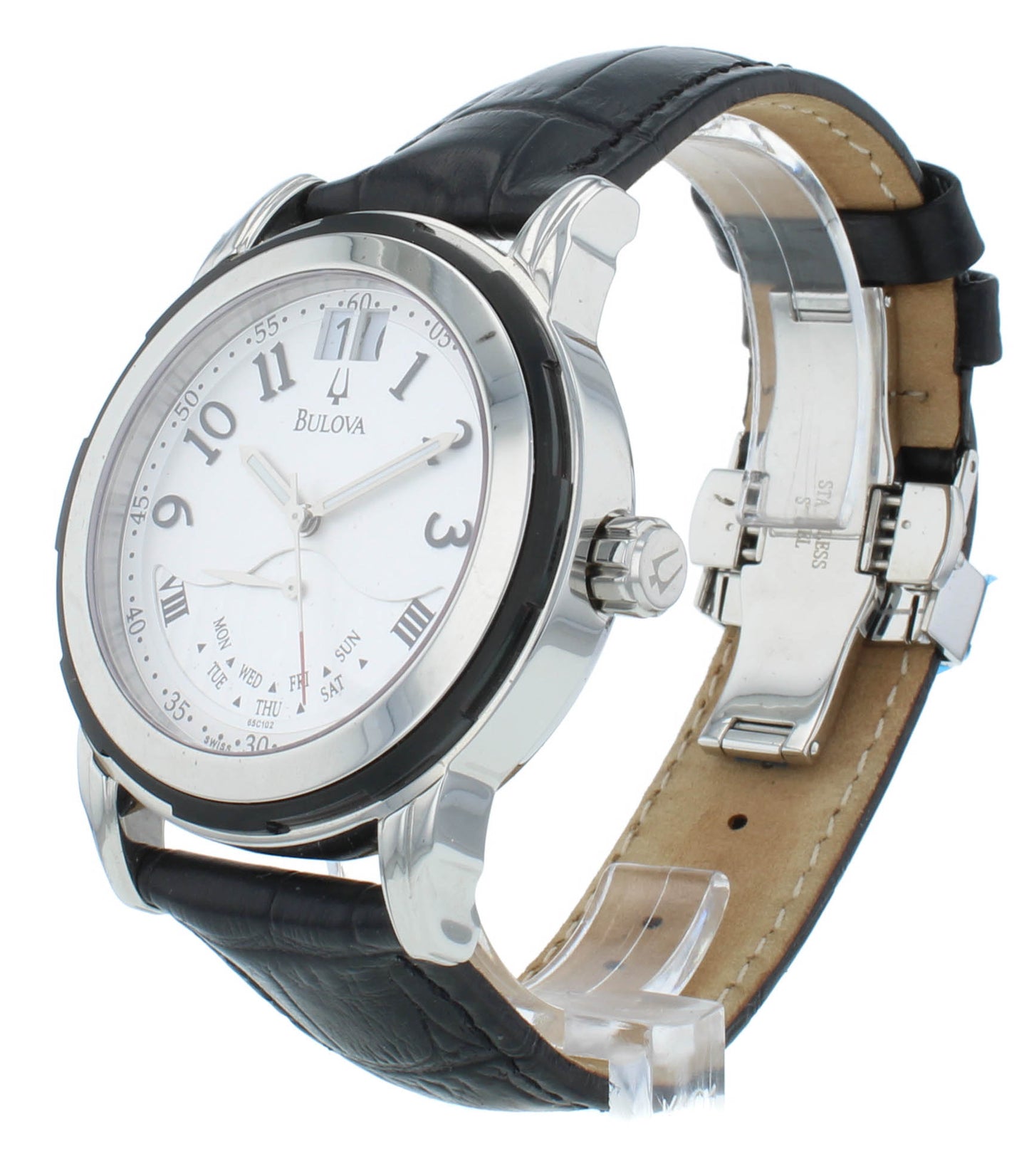 Bulova Accutron Exeter Silver Dial 43mm Big Date Quartz Men's Watch 65C102