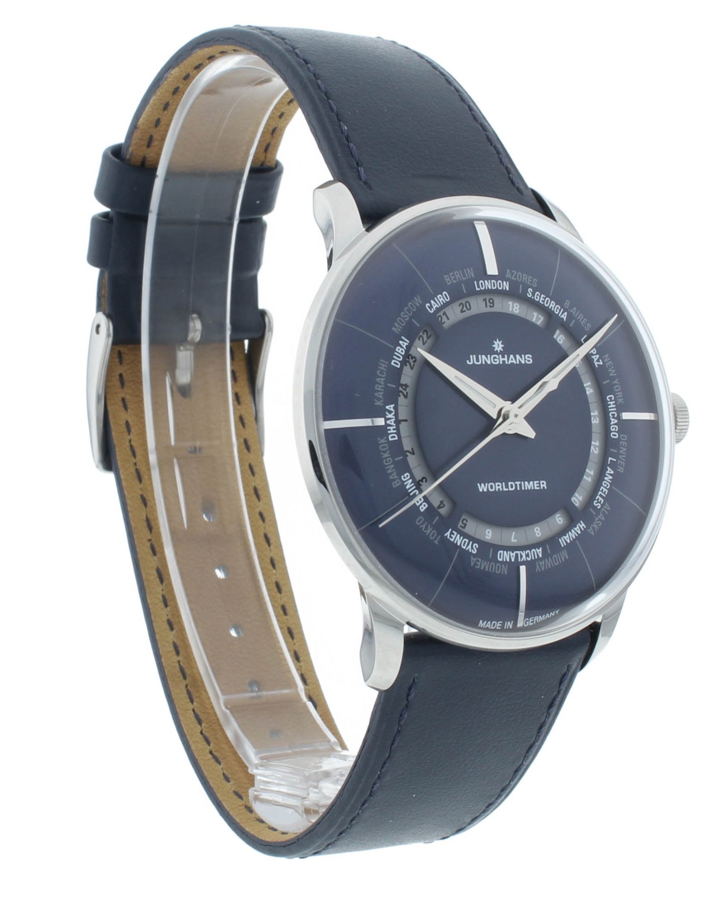 Junghans Meister Worldtimer 40mm Automatic Blue Dial Men's Watch 27/3010.02
