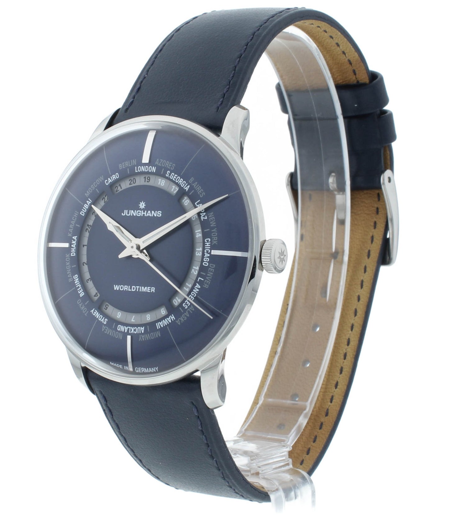 Junghans Meister Worldtimer 40mm Automatic Blue Dial Men's Watch 27/3010.02