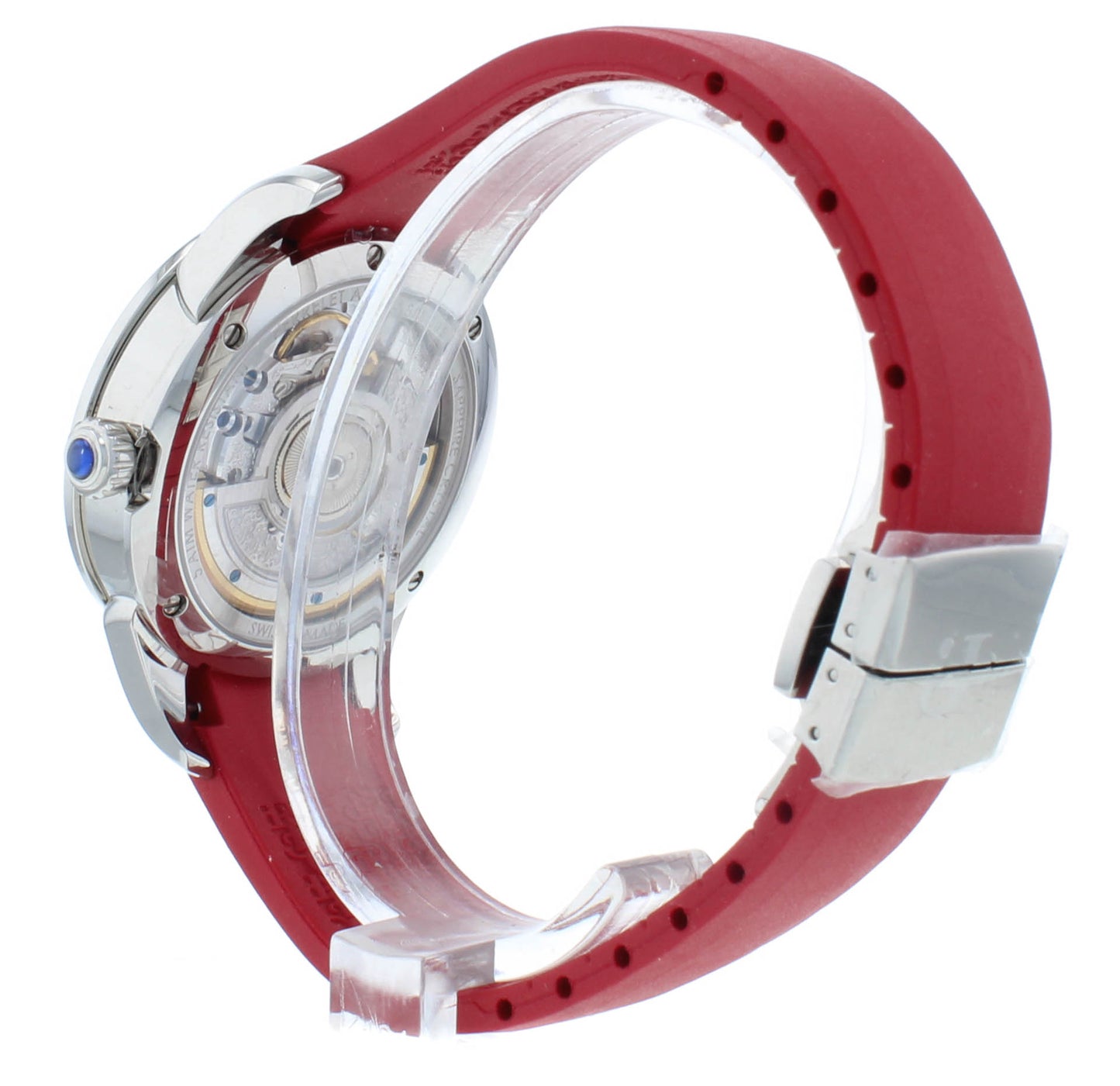 Perrelet Diamond Flower Red Dial & Rubber Strap Auto 36.5mm Ladies Watch A2066/3