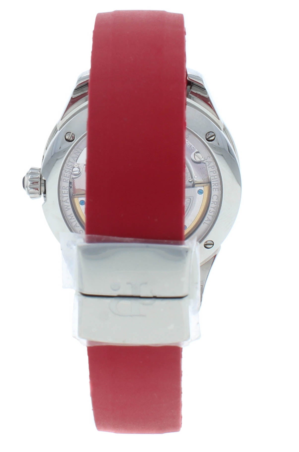 Perrelet Diamond Flower Red Dial & Rubber Strap Auto 36.5mm Ladies Watch A2066/3