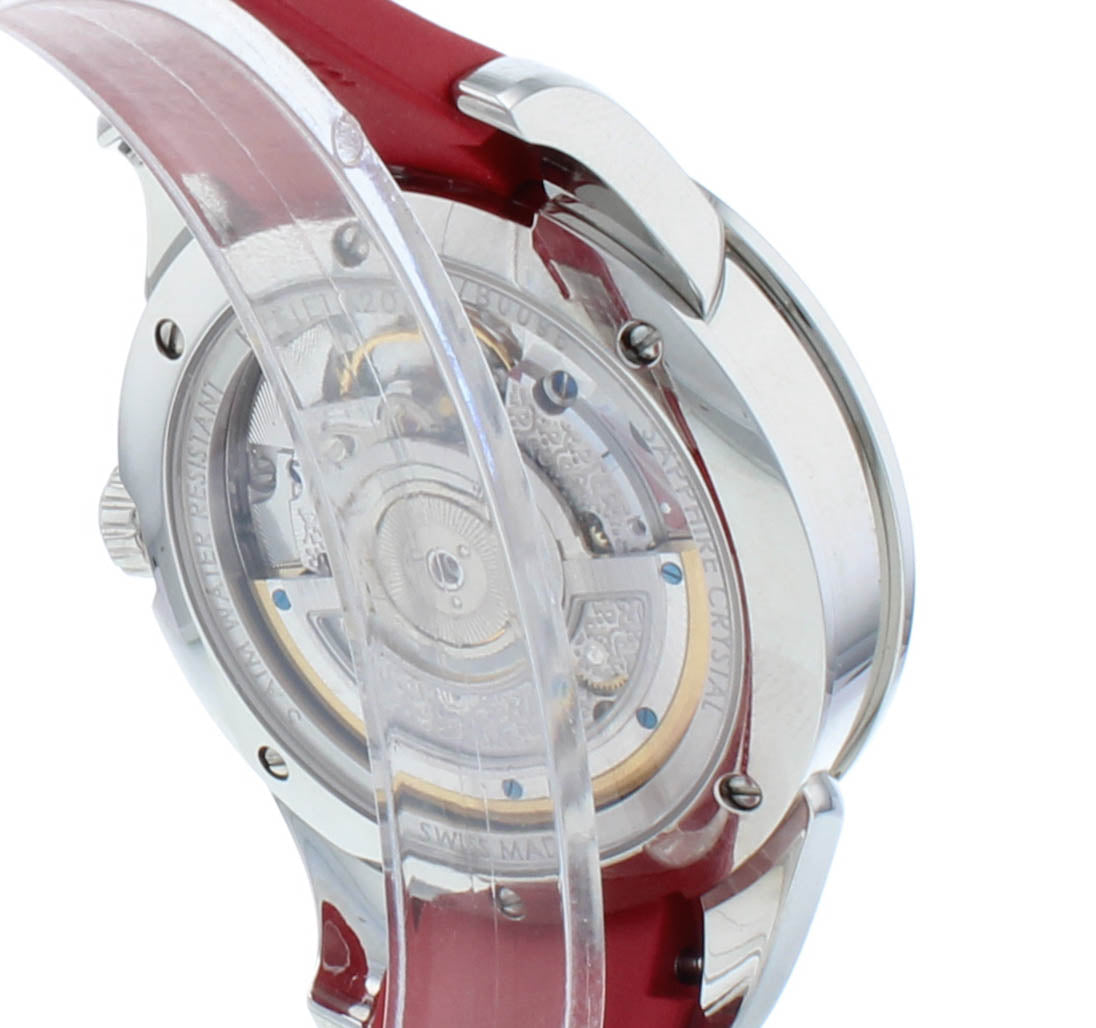 Perrelet Diamond Flower Red Dial & Rubber Strap Auto 36.5mm Ladies Watch A2066/3