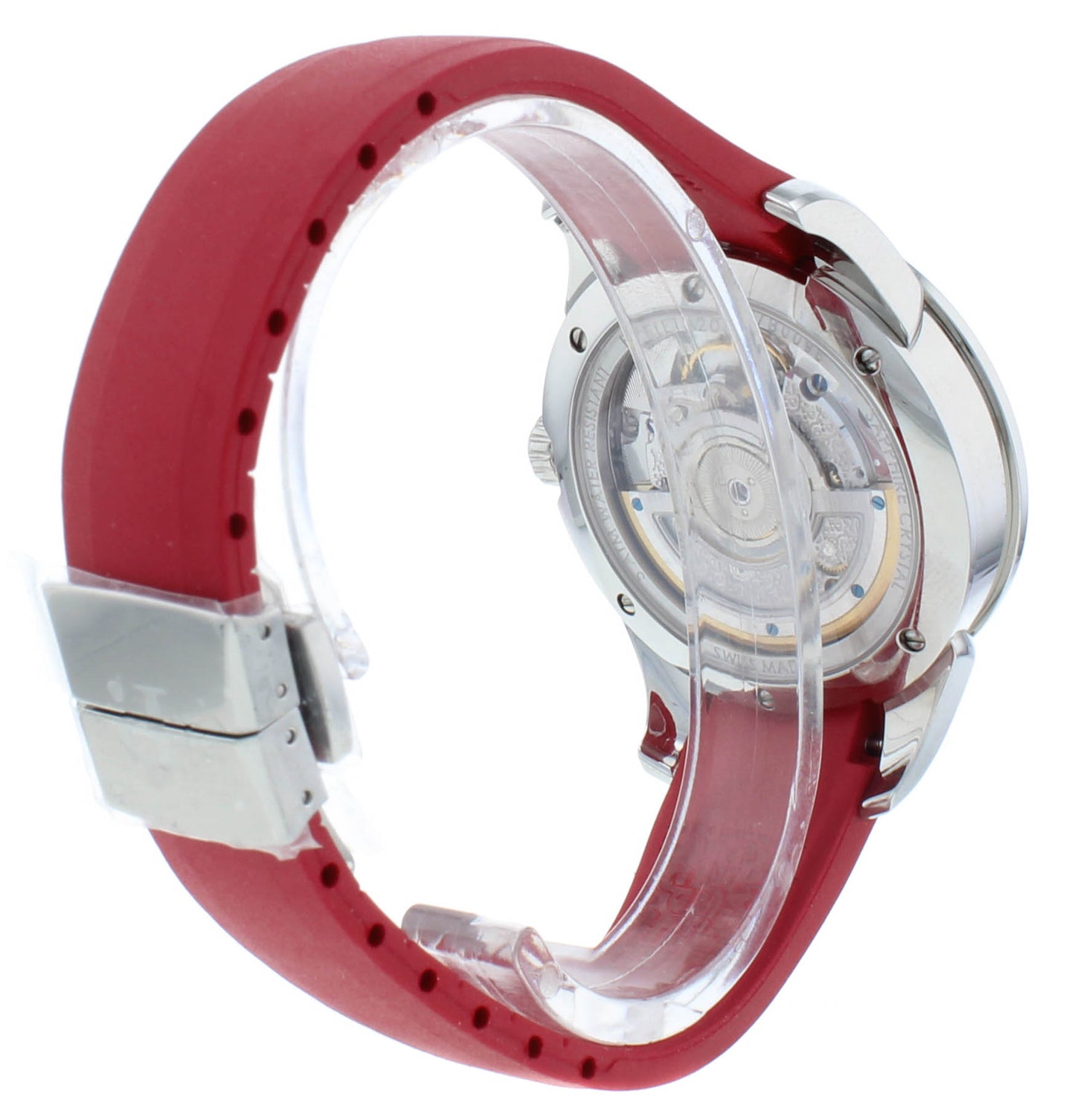 Perrelet Diamond Flower Red Dial & Rubber Strap Auto 36.5mm Ladies Watch A2066/3