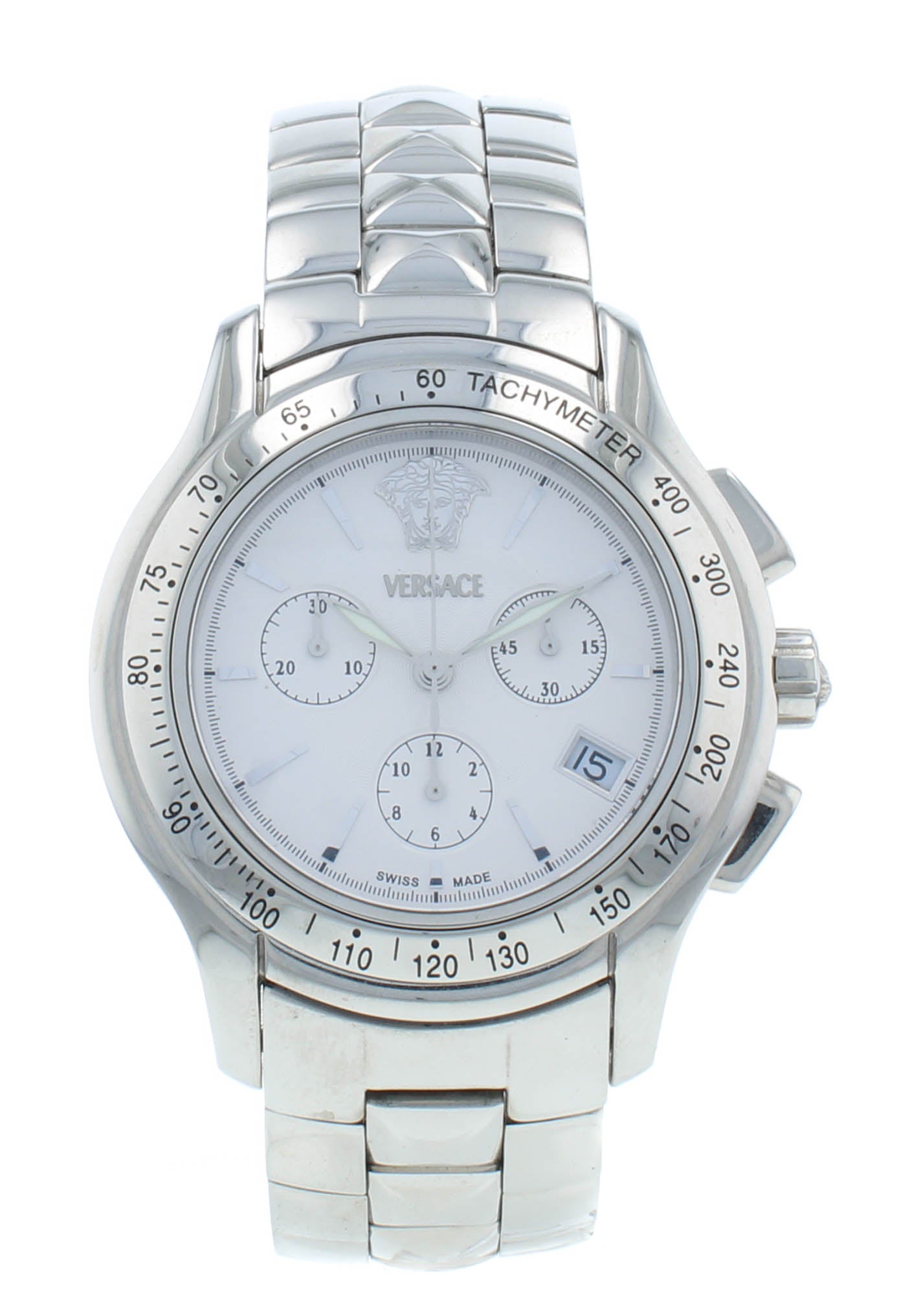 Versace Chronograph 40mm Quartz Steel Bracelet White Dial Men's Watch ULC99