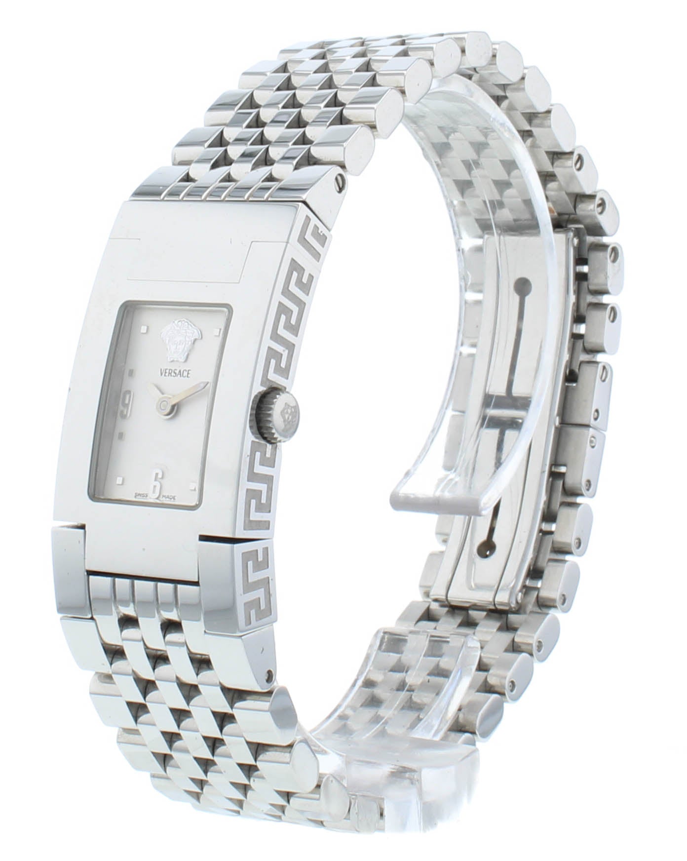 Pre-Owned Versace 18mm Quartz Black Dial Steel Bracelet Ladies Watch ASQ99