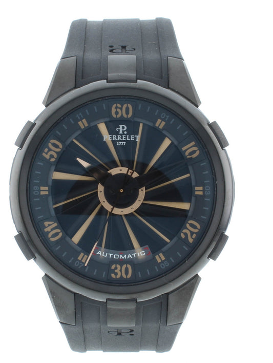 Pre-Owned Perrelet Turbine Pilot Black Dial 48mm Automatic Men’s Watch A4053/1