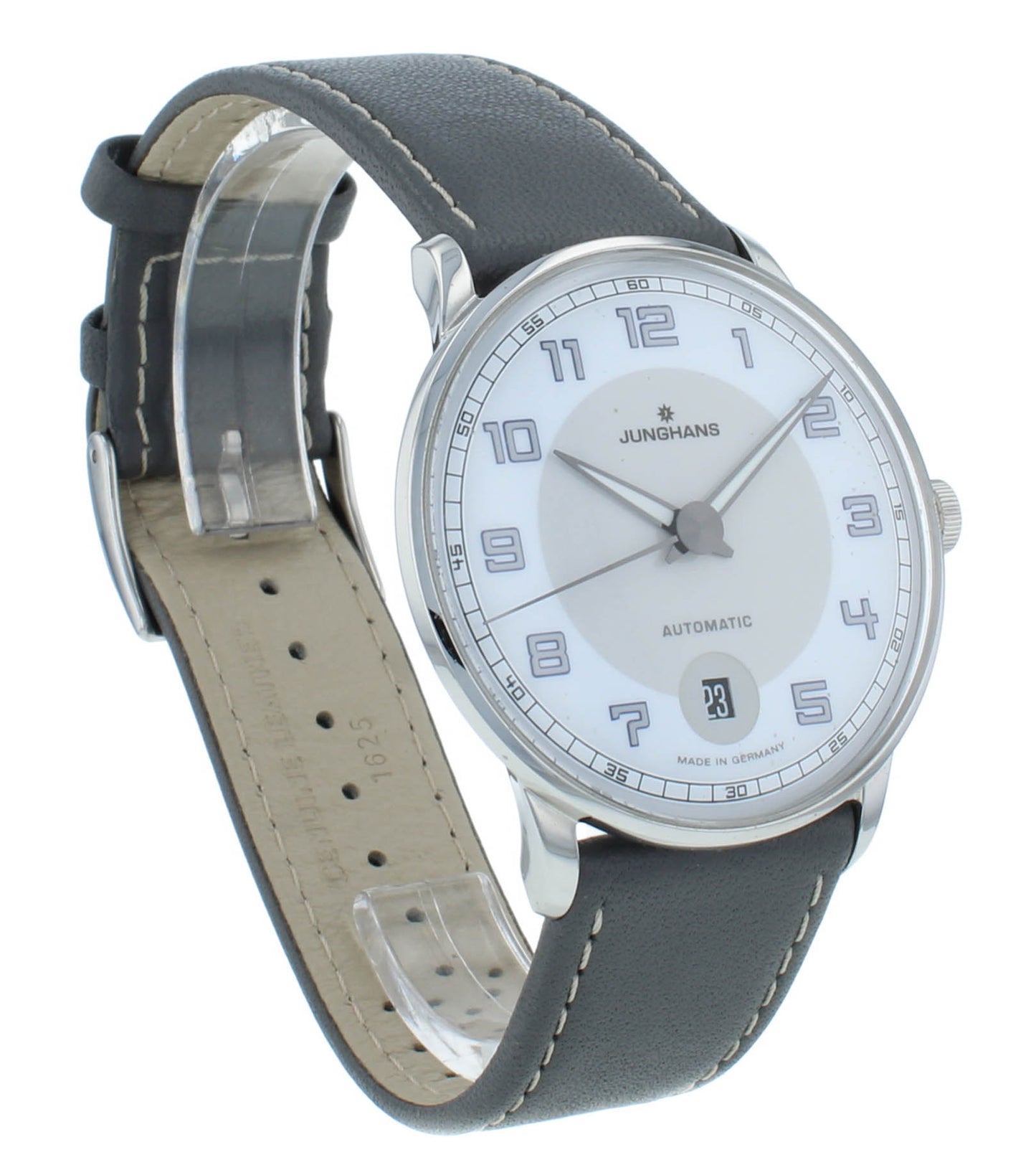 Junghans Meister Driver Automatic Gray Strap White Dial Men's Watch 027/4718.00