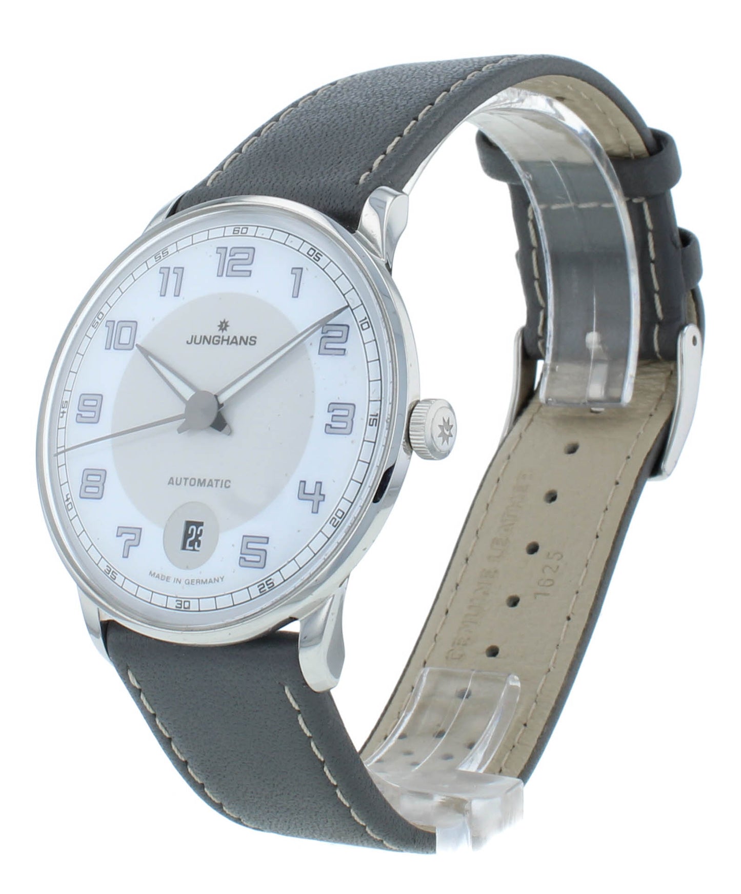 Junghans Meister Driver Automatic Gray Strap White Dial Men's Watch 027/4718.00