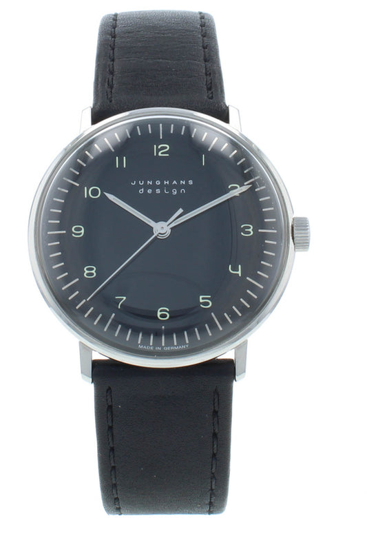 Junghans Max Bill Mechanical 34mm Black Dial & Strap Ladies Watch 27.3702