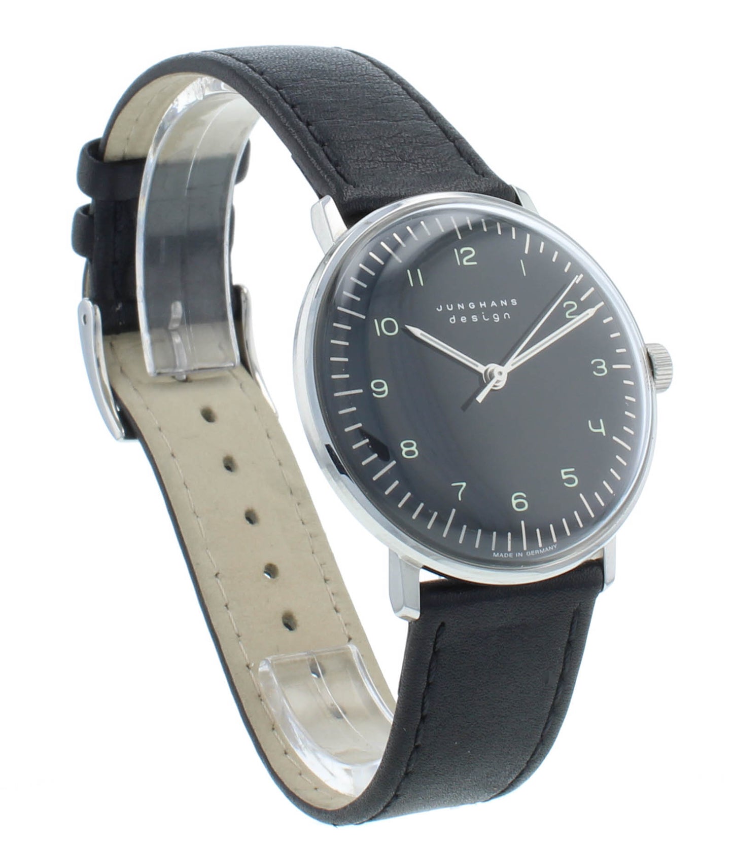 Junghans Max Bill Mechanical 34mm Black Dial & Strap Ladies Watch 27.3702