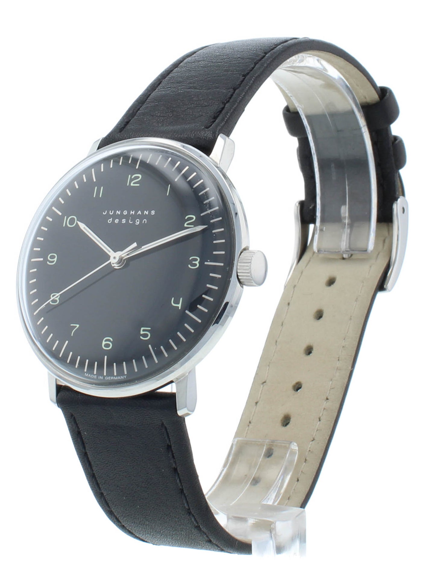 Junghans Max Bill Mechanical 34mm Black Dial & Strap Ladies Watch 27.3702