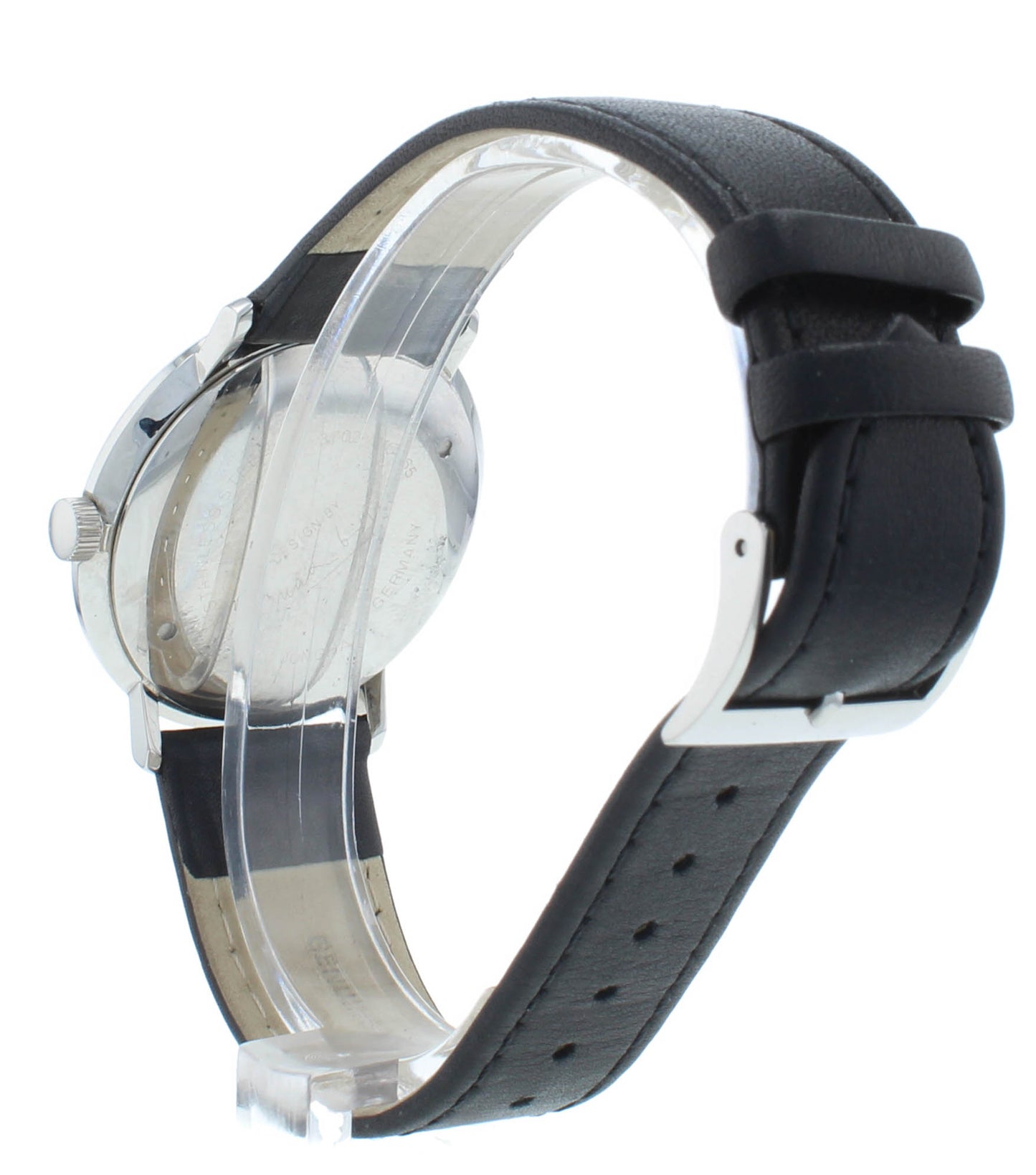 Junghans Max Bill Mechanical 34mm Black Dial & Strap Ladies Watch 27.3702