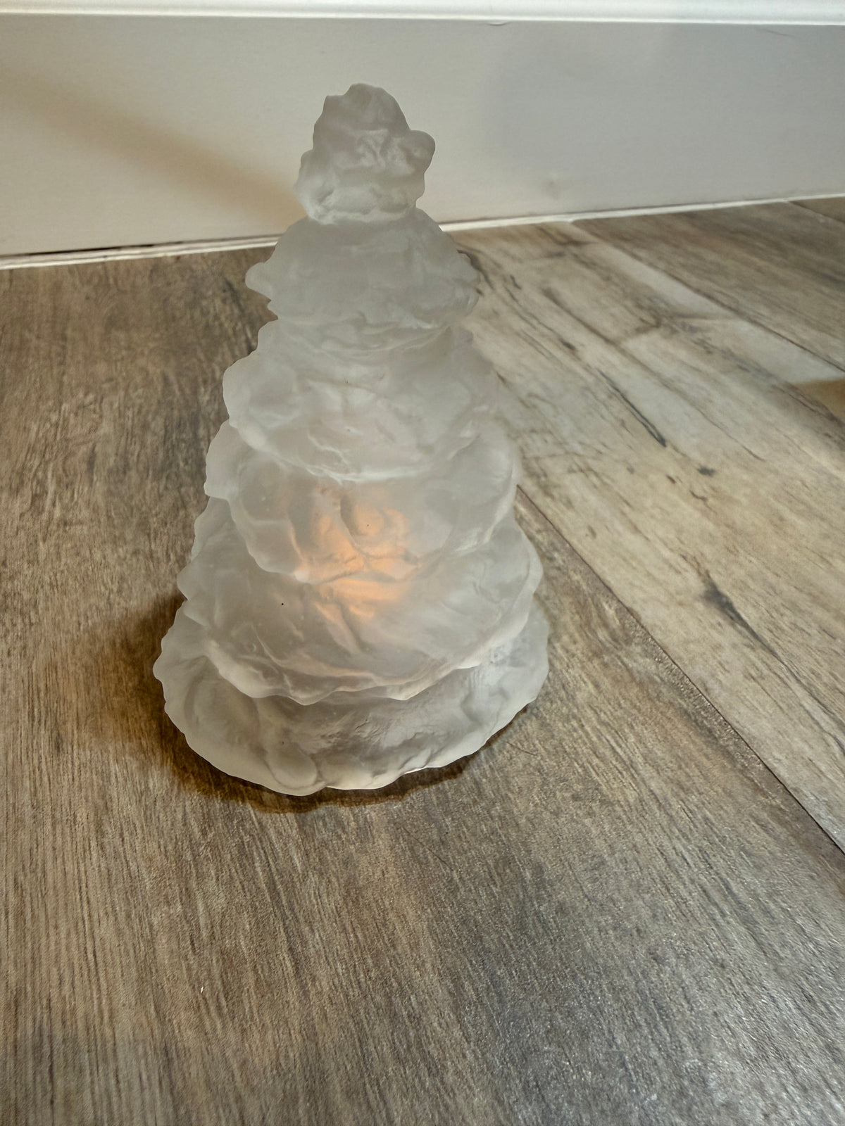 Daum France Crystal Christmas Tree Sculpture Clear Frosted Art Glass 05455