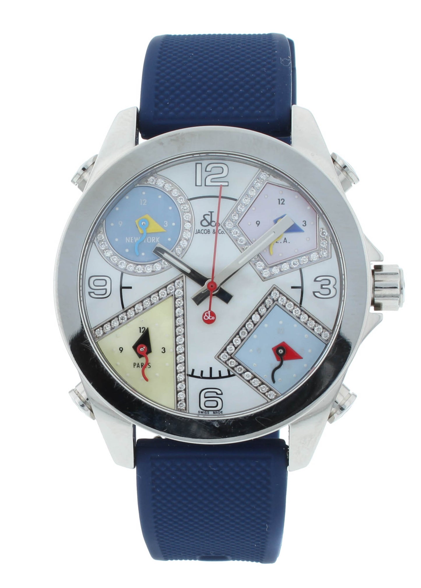 Jacob & Co. Five Time Zone 40mm Steel MOP Dial 40mm Quartz Watch JCM-54PDA