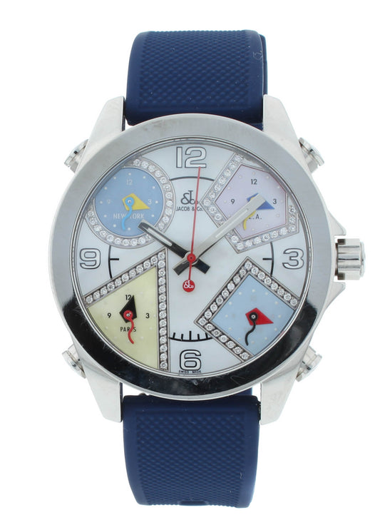 Jacob & Co. Five Time Zone 40mm Steel MOP Dial 40mm Quartz Watch JCM-54PDA