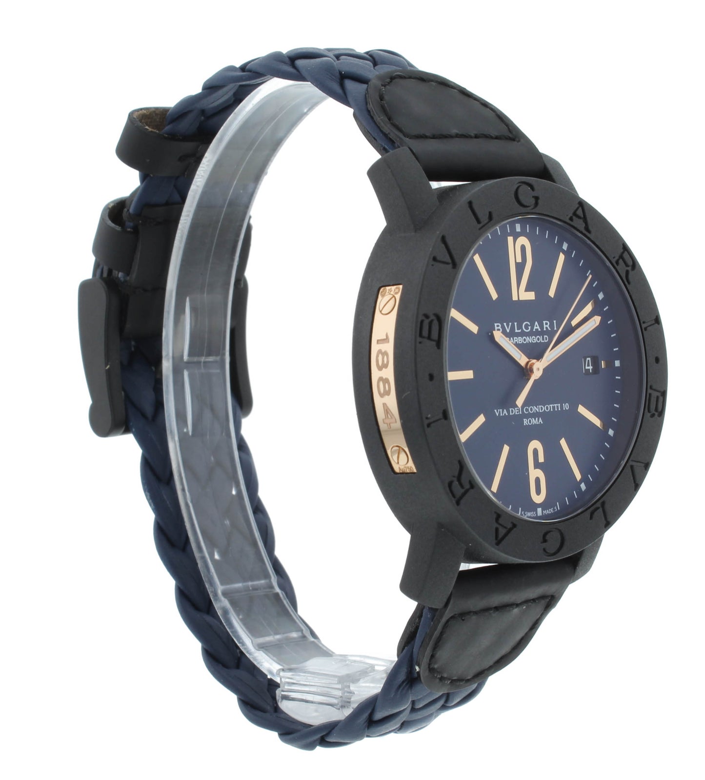 Bvlgari Carbon Gold 40mm Black Dial & Leather Strap Automatic Men's Watch BB40CL