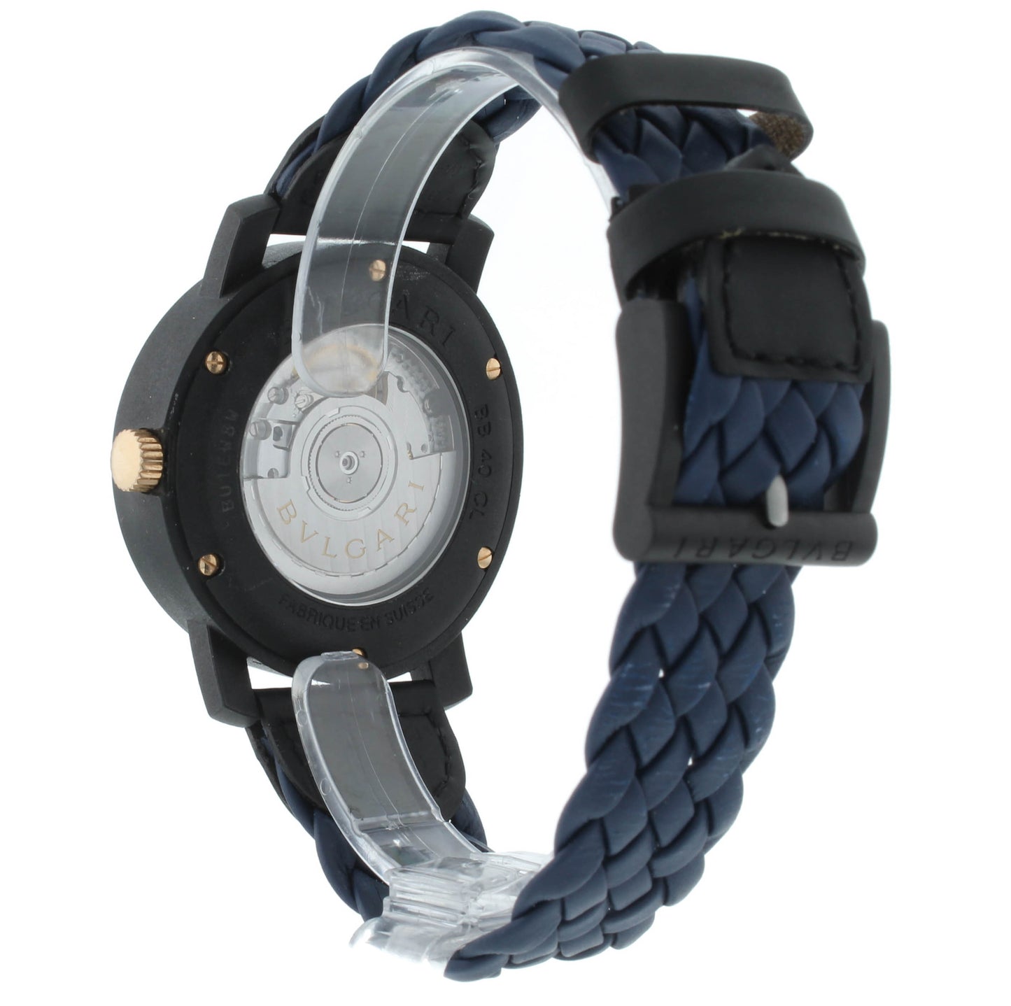 Bvlgari Carbon Gold 40mm Black Dial & Leather Strap Automatic Men's Watch BB40CL