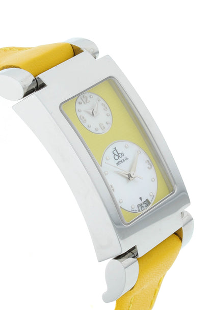 Jacob & Co. Angel Two-Time Zone Yellow Dial & Strap Stainless Steel Quartz Watch