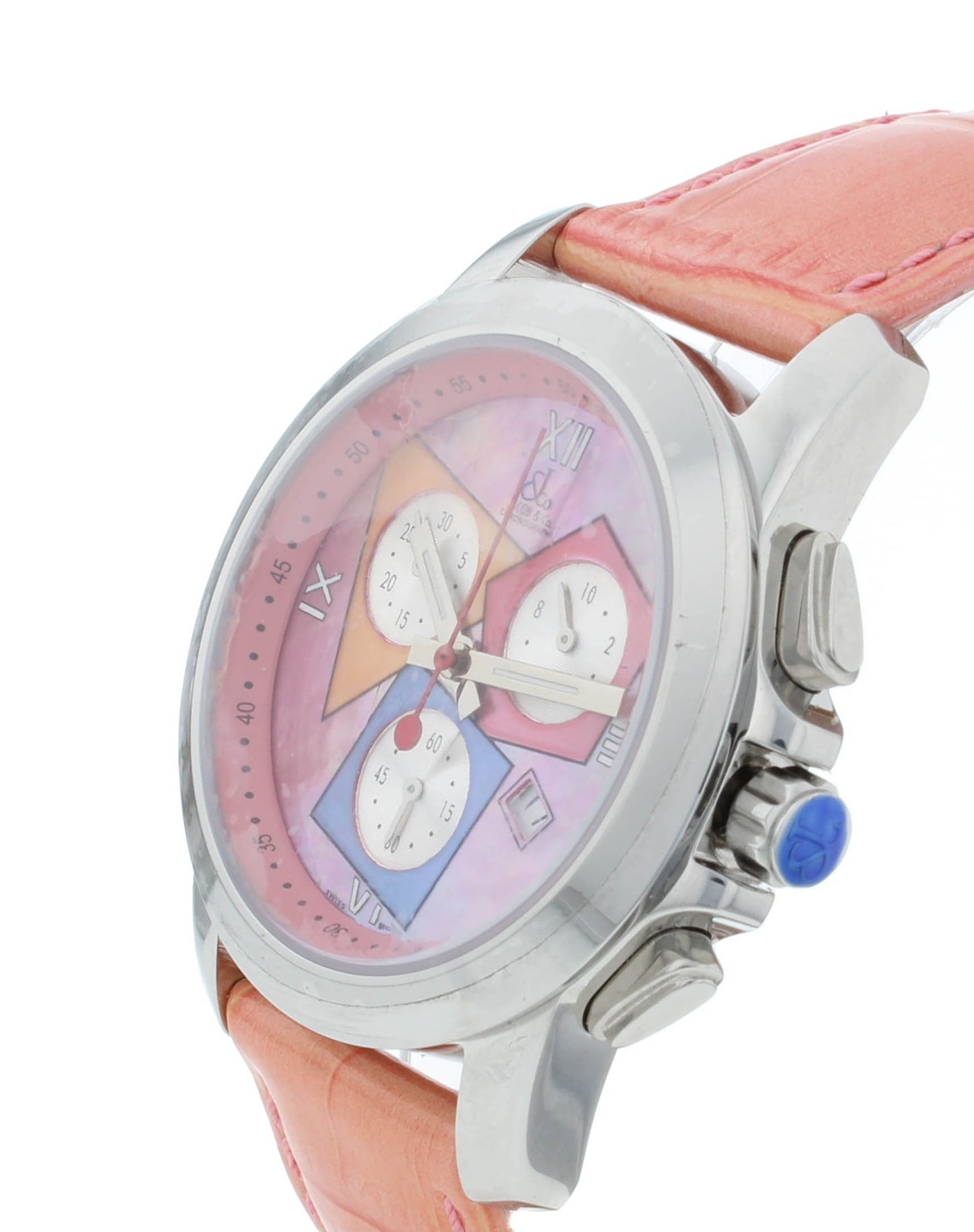 Jacob & Co. Chronograph 38mm Quartz Multicolor Dial Pink Strap Men's Watch