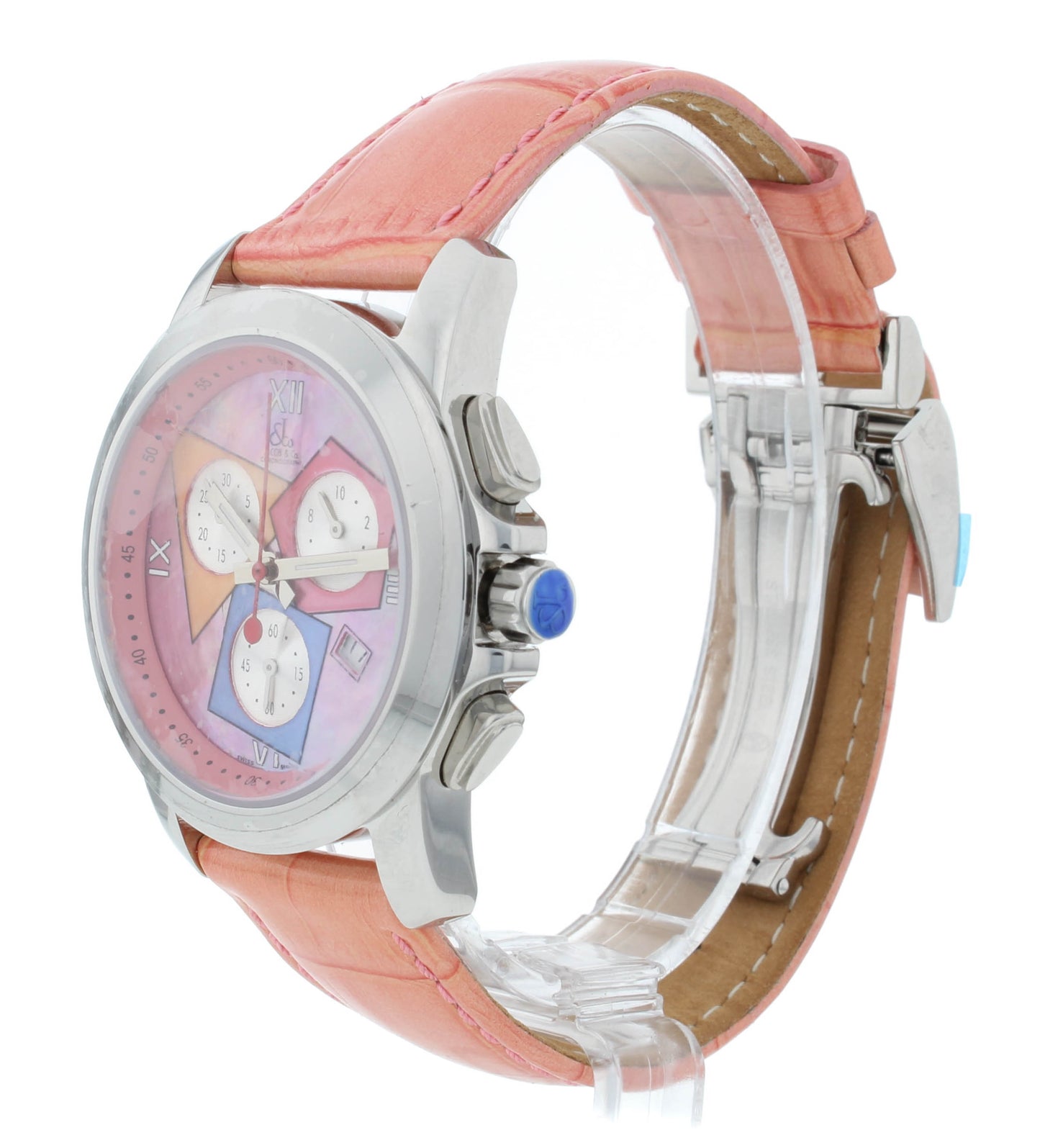 Jacob & Co. Chronograph 38mm Quartz Multicolor Dial Pink Strap Men's Watch