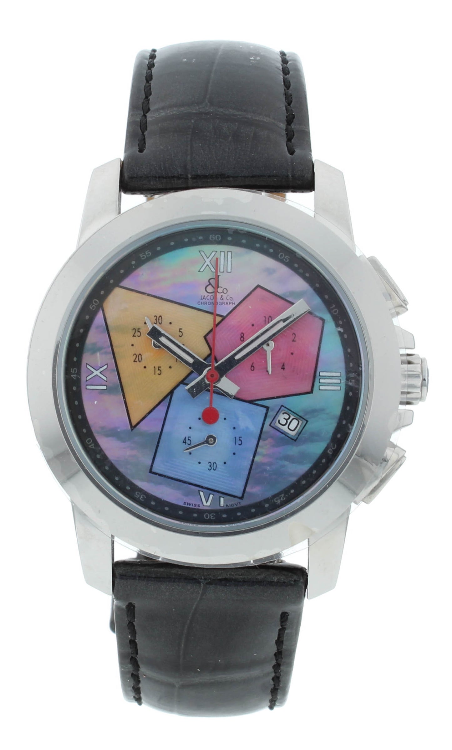 Jacob & Co. Chronograph 38mm Quartz Multicolor Dial Black Strap Men's Watch