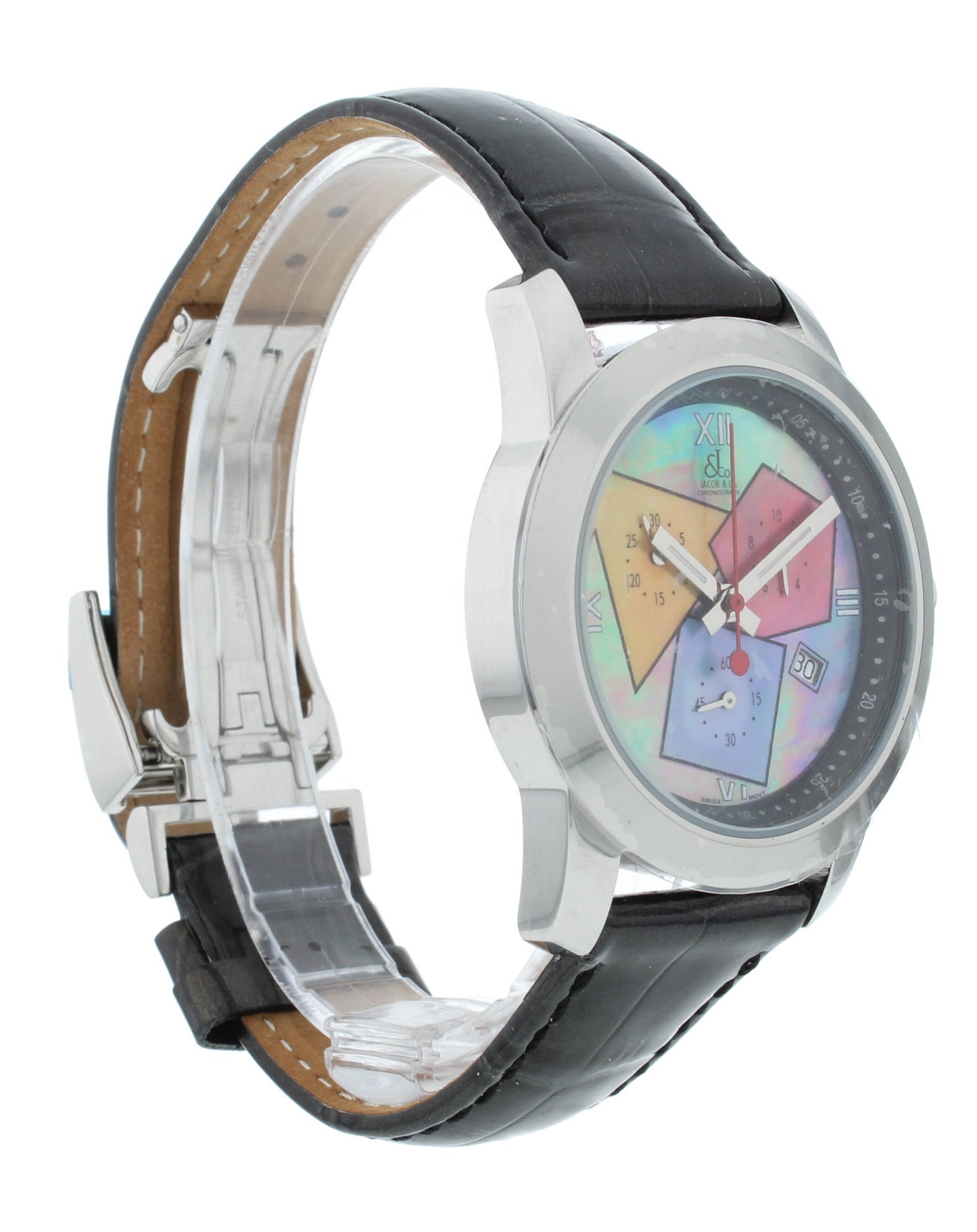 Jacob & Co. Chronograph 38mm Quartz Multicolor Dial Black Strap Men's Watch