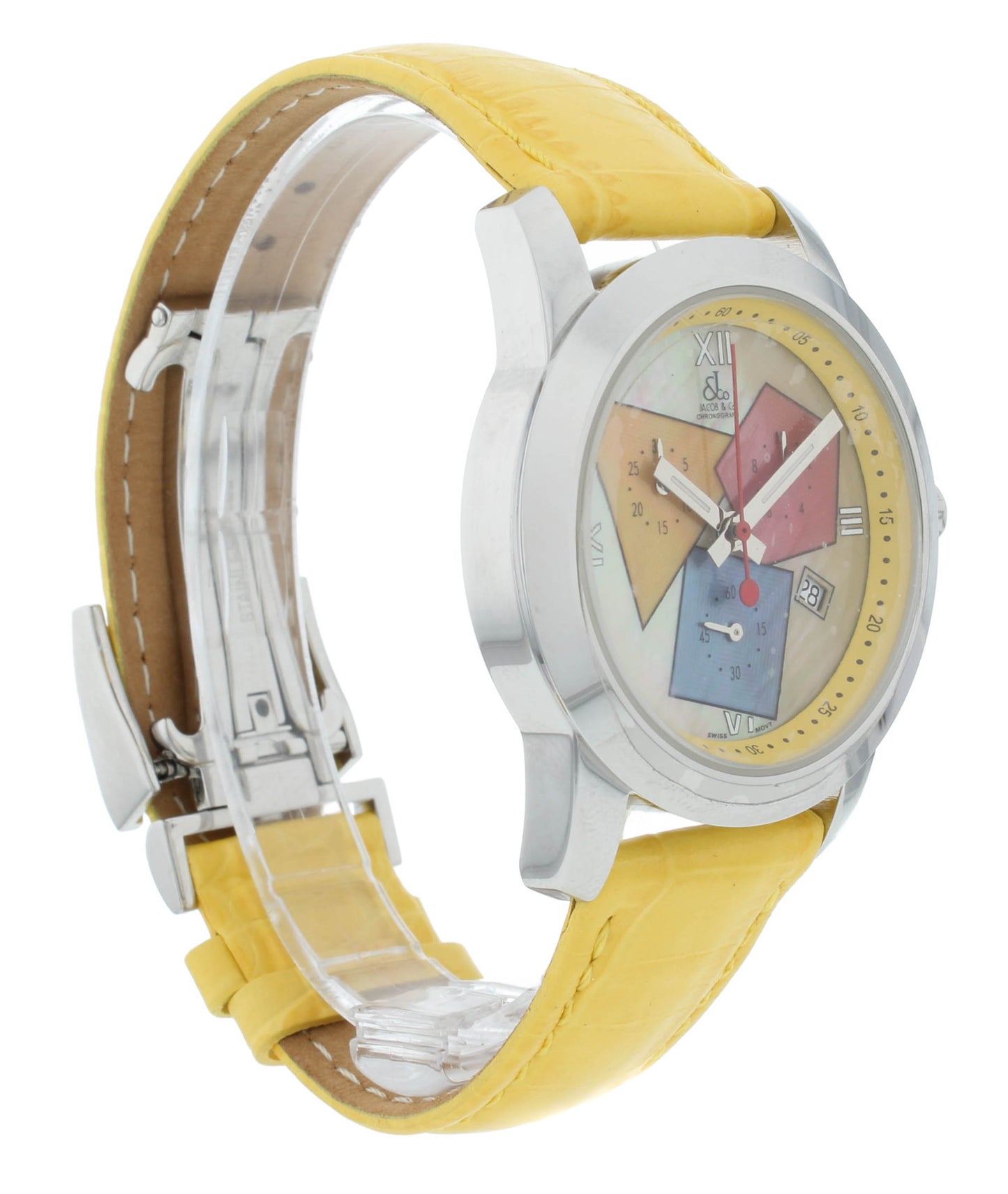Jacob & Co. Chronograph 38mm Quartz Multicolor Dial Yellow Strap Men's Watch