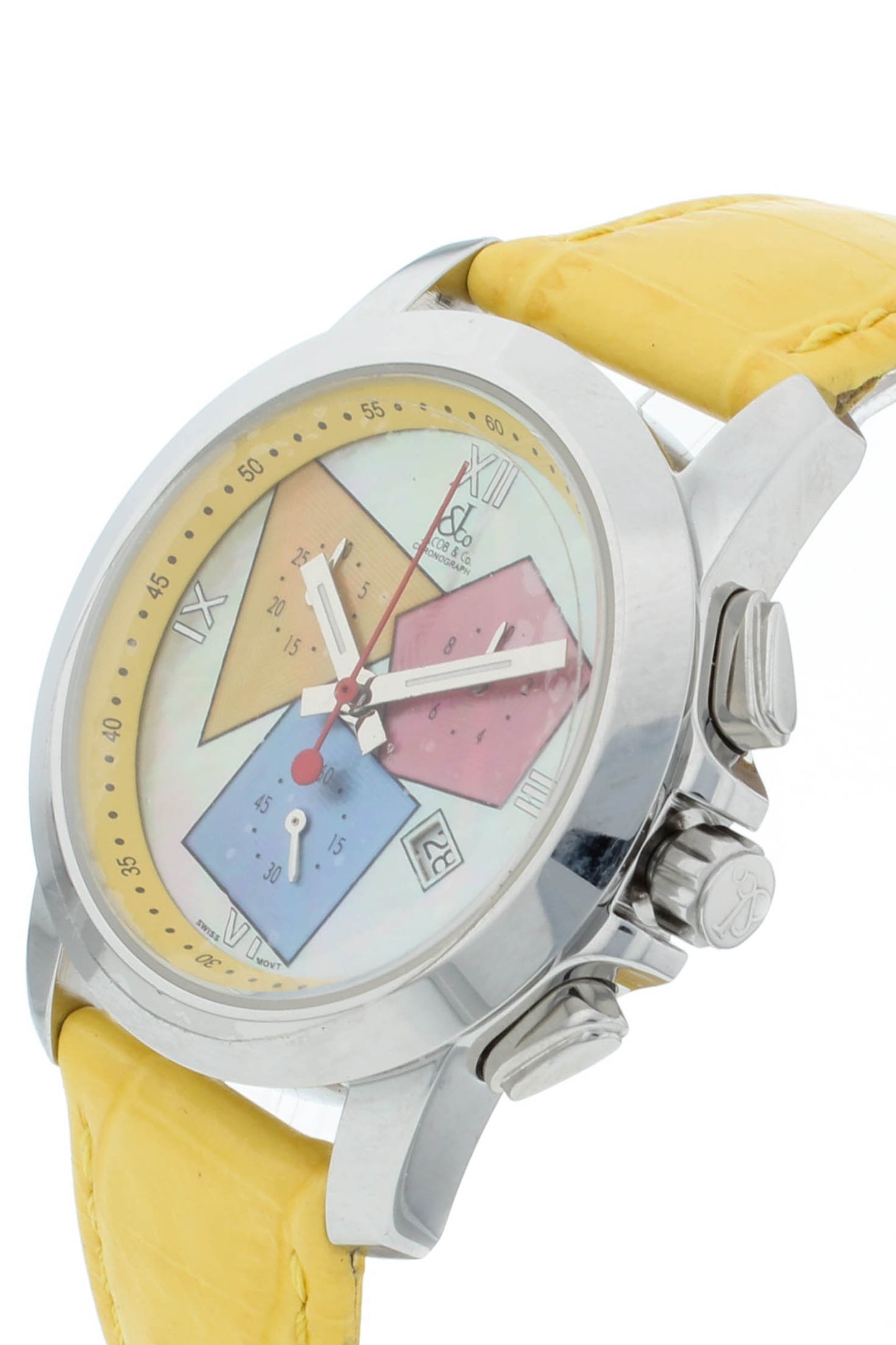 Jacob & Co. Chronograph 38mm Quartz Multicolor Dial Yellow Strap Men's Watch