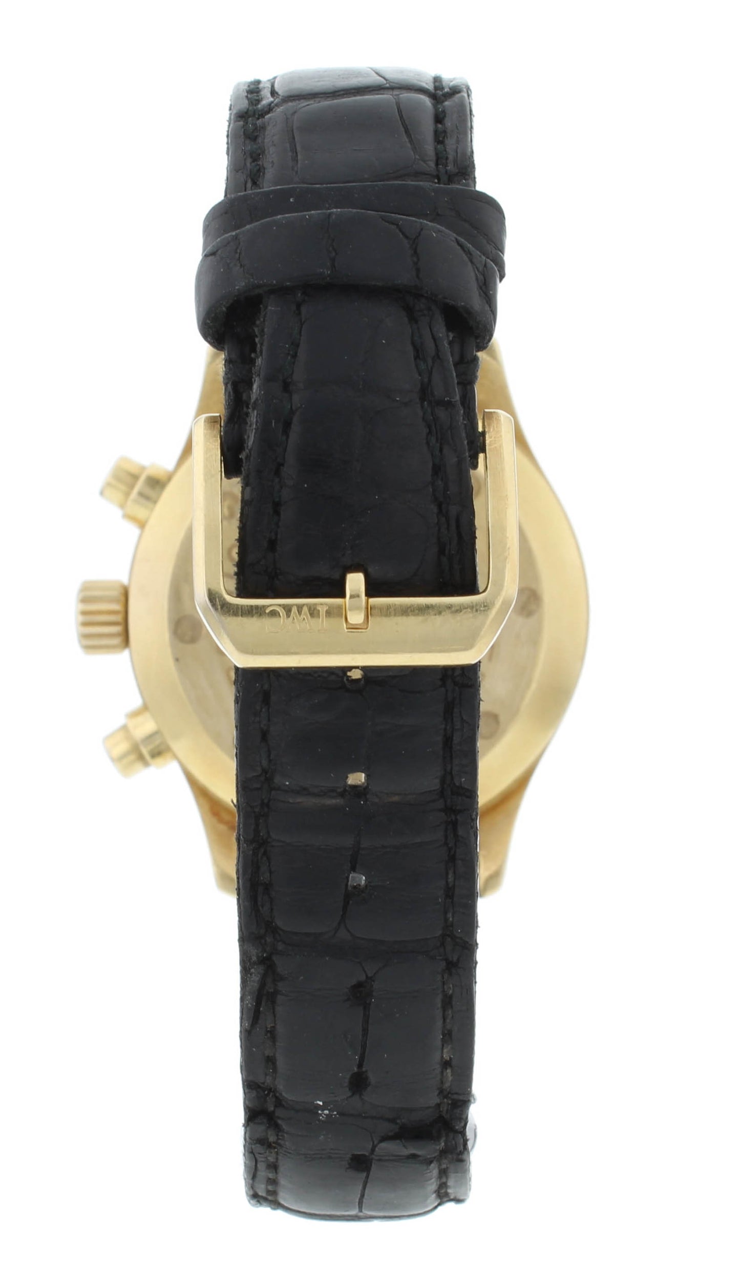 IWC Fliegeruhr 36mm Quartz 18k Yellow Gold Black Dial Chrono Men's Watch IW3740