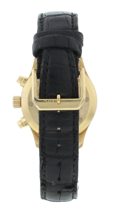 IWC Fliegeruhr 36mm Quartz 18k Yellow Gold Black Dial Chrono Men's Watch IW3740