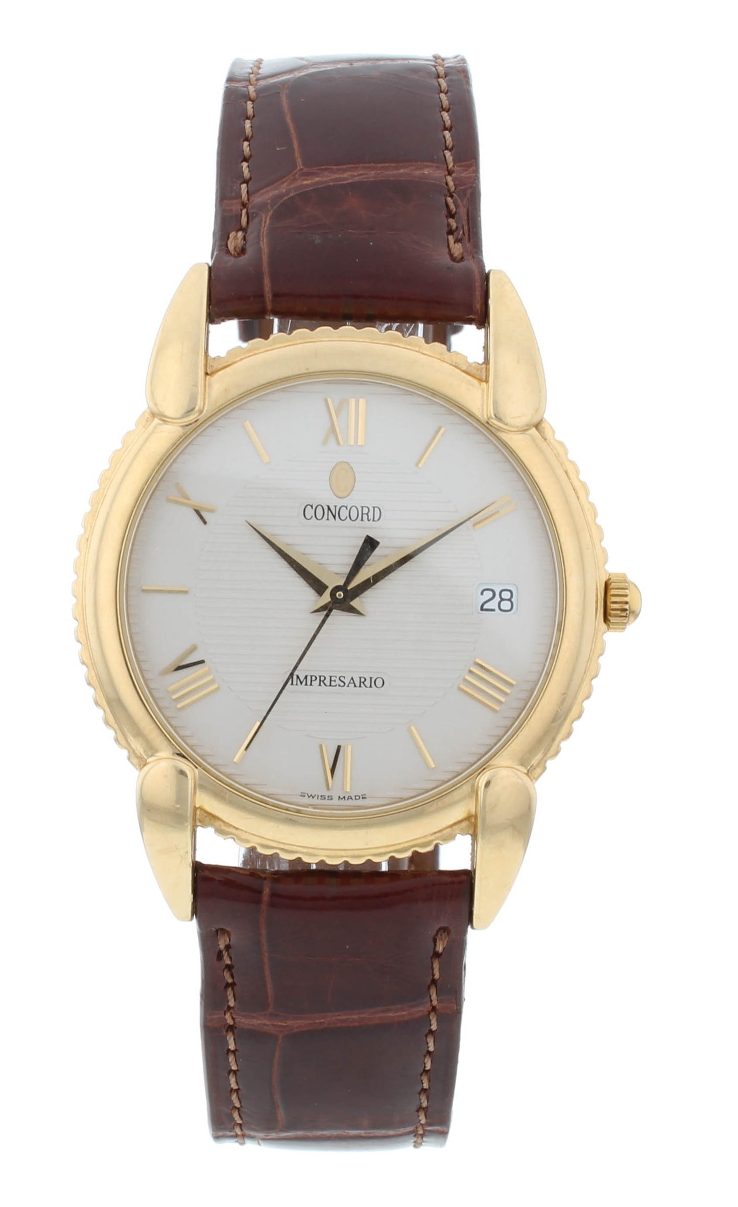 Concord Impresario 35mm Quartz 18k Yellow Gold Silver Dial Men's Watch 50-C2-212