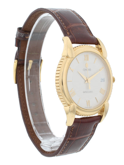 Concord Impresario 35mm Quartz 18k Yellow Gold Silver Dial Men's Watch 50-C2-212