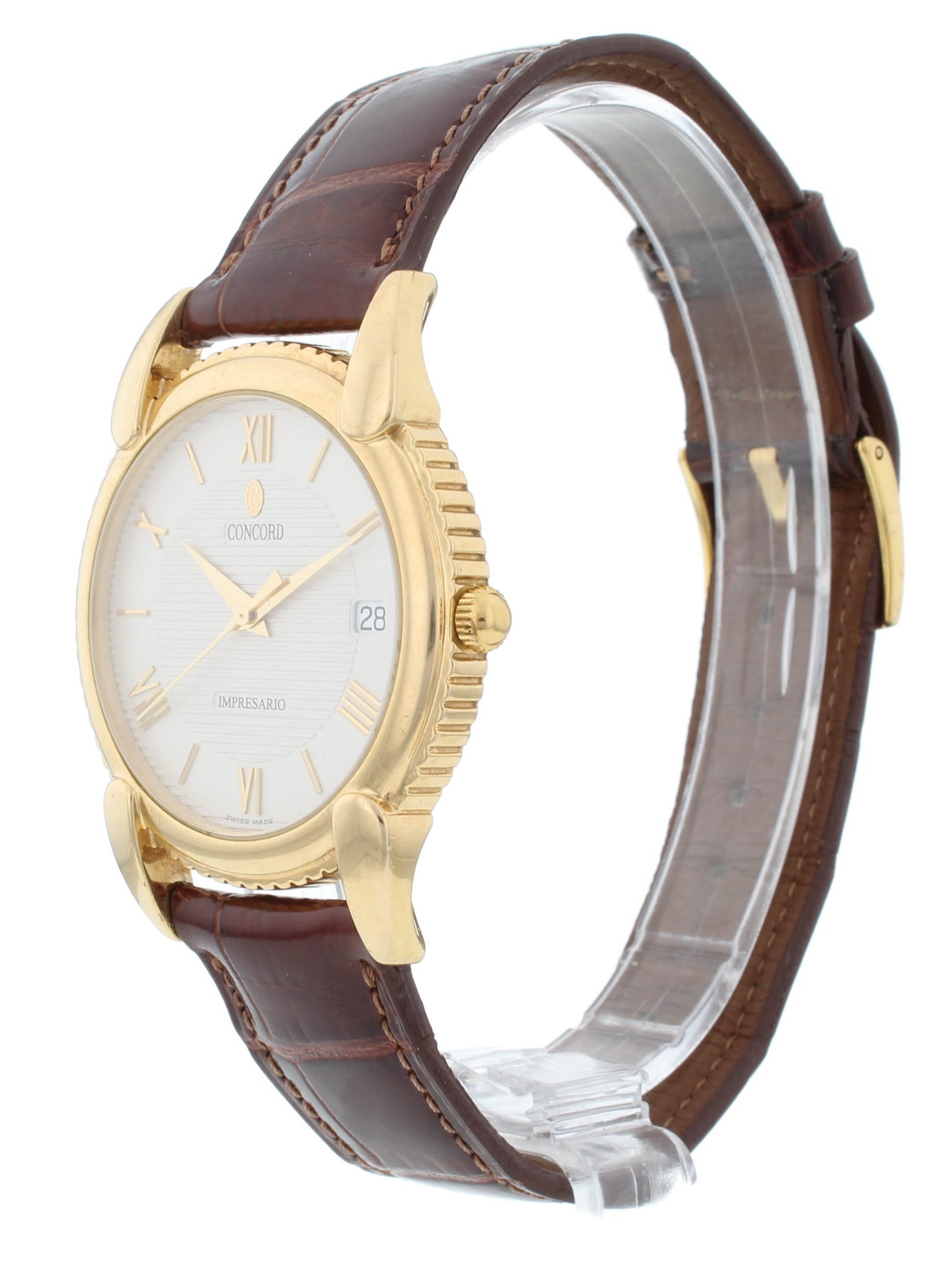 Concord Impresario 35mm Quartz 18k Yellow Gold Silver Dial Men's Watch 50-C2-212
