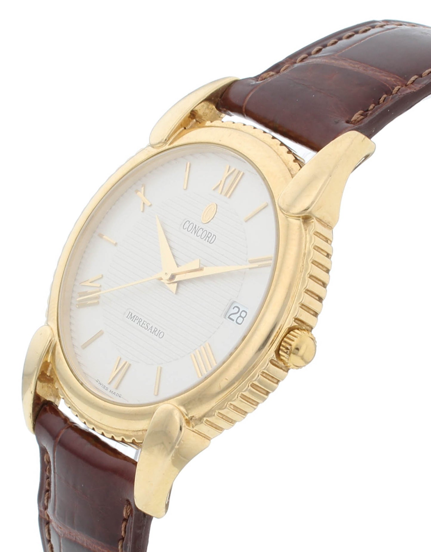 Concord Impresario 35mm Quartz 18k Yellow Gold Silver Dial Men's Watch 50-C2-212