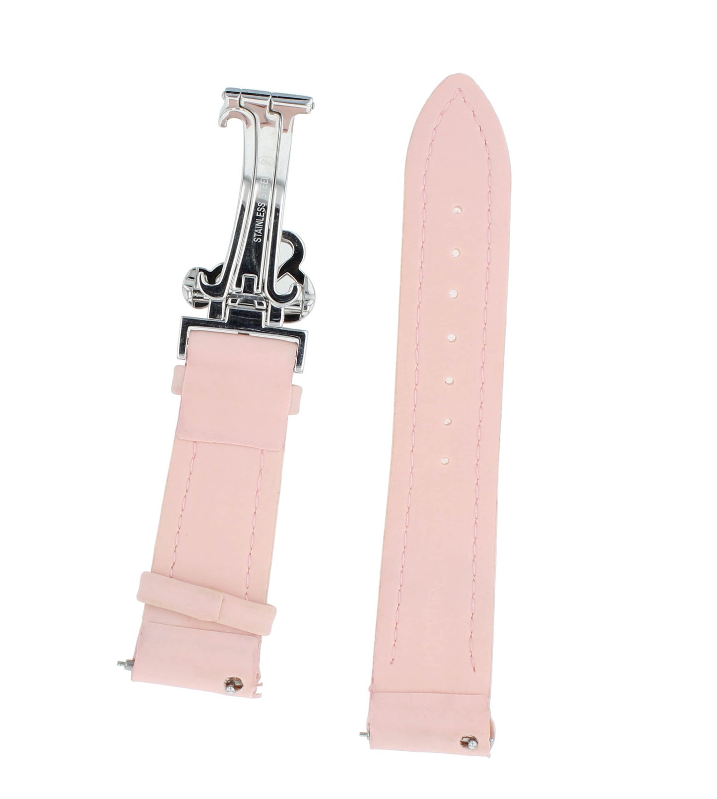 Unworn Original Jacob & Co. Polyurethane 20mm Pink Strap With Steel Buckle